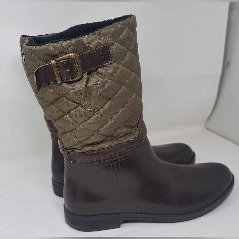 Storm By Cougar Women's Sassy Rain Boots Boot Olive Quilted Buckle Size 9 US - Picture 5 of 14